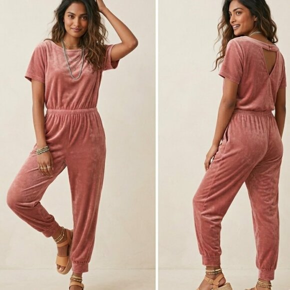 Anthropologie Pants - Anthropologie Velvet Jumpsuit, Pink, Mauve, Soft Girl, Feminine, Loungewear S